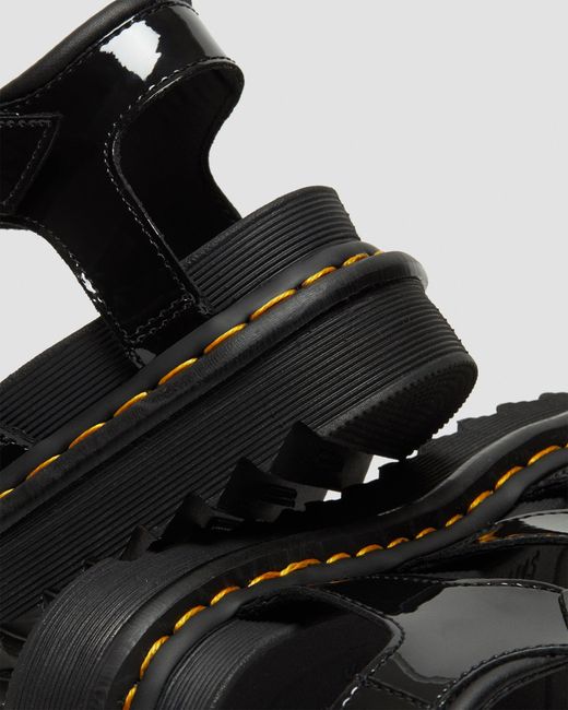 Dr. Martens Black Blaire Patent Leather Strap Sandals