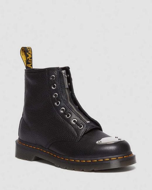Dr. Martens Black 1460 Toe Plate Lunar Leather Jungle Zip Boots for men