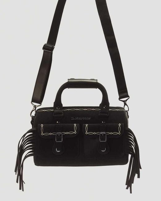 Dr. Martens Black Top Handle Desert Rodeo Leather & Suede Bag