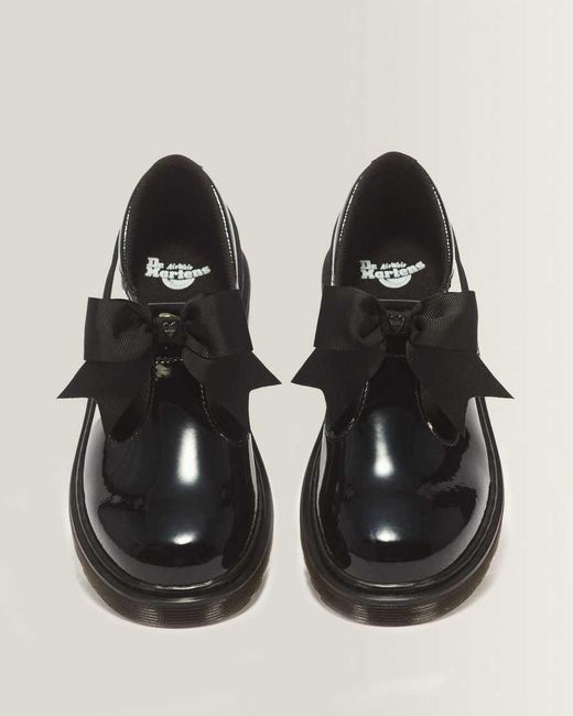Dr. Martens Black Youth Polley Ii Bow Patent Leather Mary Jane Shoes for men