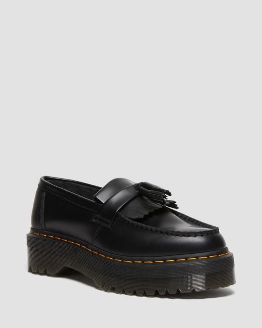 Dr. Martens Black Adrian Leather Platform Tassel Loafers for men