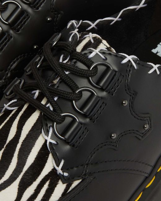 Dr. Martens Black Ramsey Zebra Print & Leather Platform Creepers Shoes