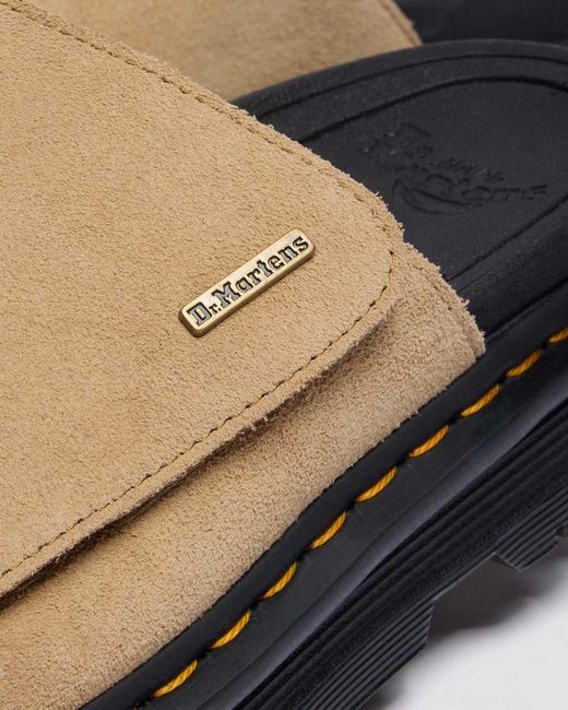 Dr. Martens Black Zebzag Suede Platform Slides