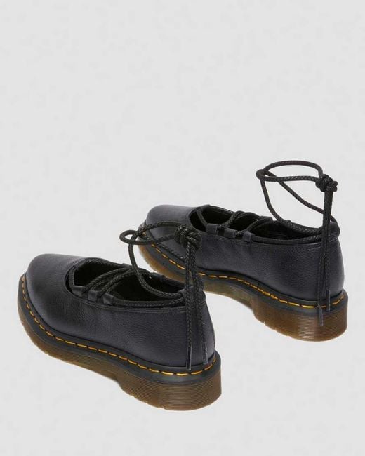 Dr. Martens Black Elphie Ii Virginia Leather Ballet Flats Shoes