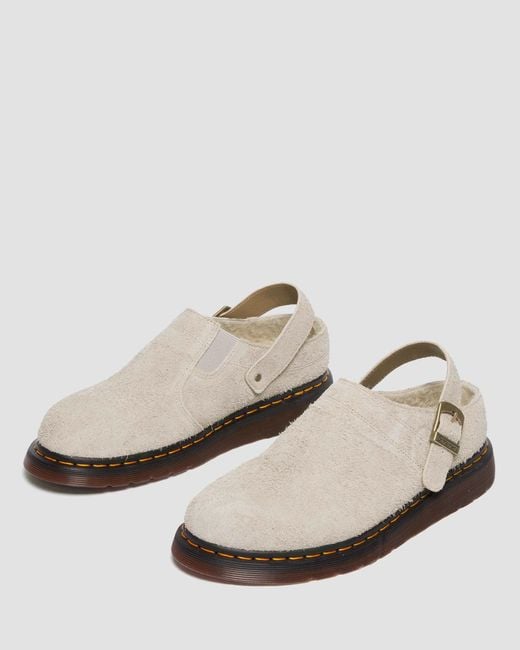 Dr. Martens White Isham Faux Shearling Lined Suede Slingback Mules for men