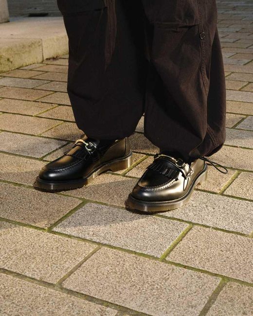 Dr. Martens Black Adrian Snaffle Smooth Leather Tassel Loafers for men