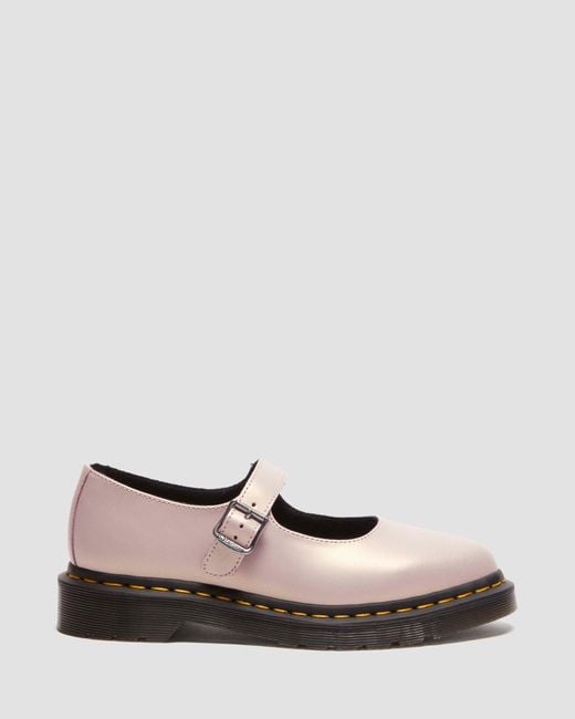 Dr. Martens Pink Elphie Ii Iridescent Leather Mary Jane Shoes