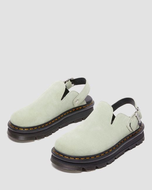 Dr. Martens Green Zebzag Suede Casual Slingback Platform Mules for men