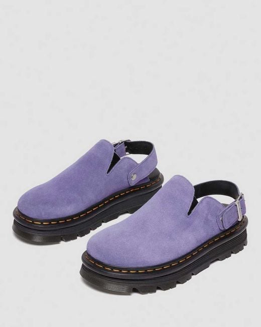 Dr. Martens Purple Zebzag Suede Casual Slingback Platform Mules for men
