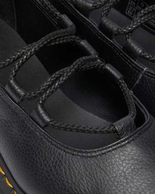 Dr. Martens Black Elphie Ii Virginia Leather Ballet Flats Shoes