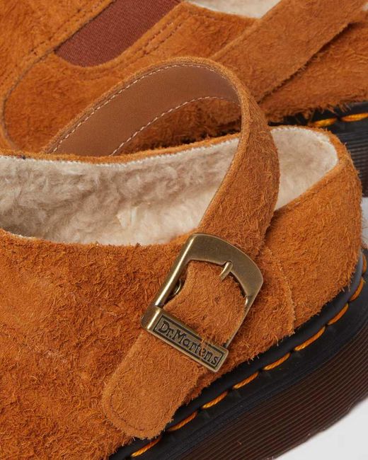 Dr. Martens Isham Faux Shearling Lined Wildleder Mules in Brown für Herren