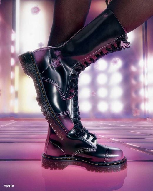 Dr. Martens Black High Shine Rub Off Leather 1B99 Bratz Bex High Boots