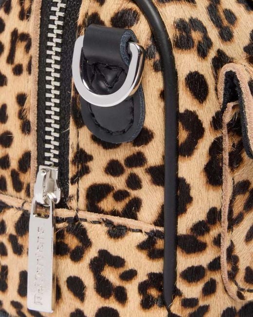 Dr. Martens Black Leather Mini Top Handle Leopard Print Bag