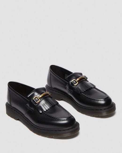 Dr. Martens Black Adrian Snaffle Smooth Leather Tassel Loafers for men