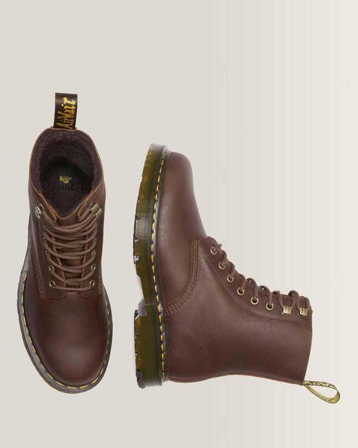Dr. Martens Brown 1460 Pascal Fleece Lined Leather Wintergrip Boots for men