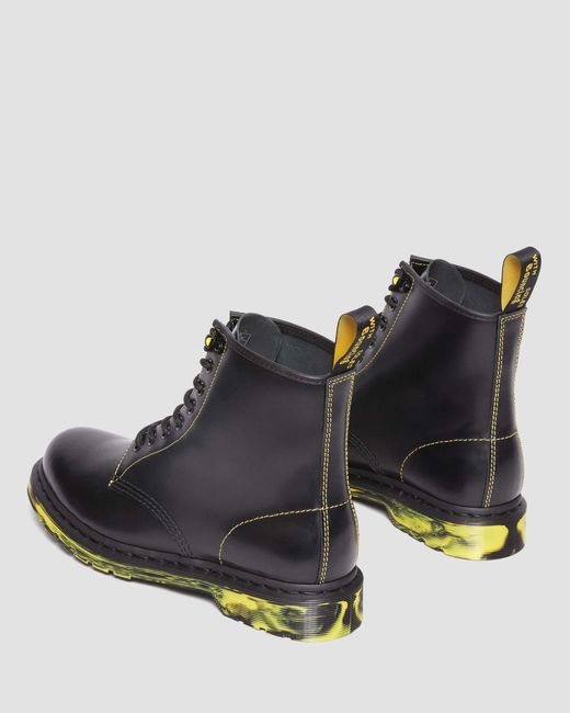 Dr. Martens Black 1460 Marbled Sole Smooth Leather Lace Up Boots