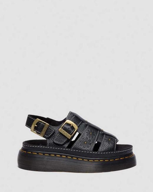 Dr. Martens Black Wrenlie Open Toe Nappa Leather Fisherman Platform Sandals
