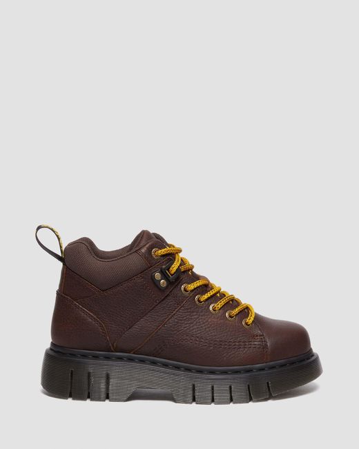 Cuero botines woodard de piel con cordones botas Dr. Martens de hombre de color Brown