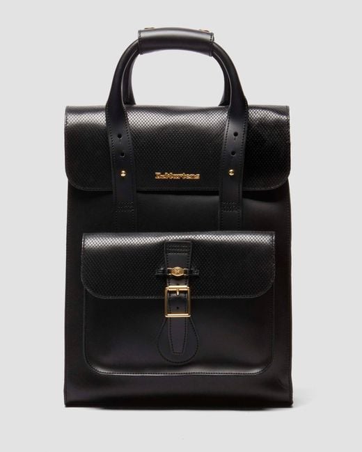 Dr. Martens Black Embossed Men\'s Backpack Overdrive Leather Backpack in Black | Dr. Martens main image 3