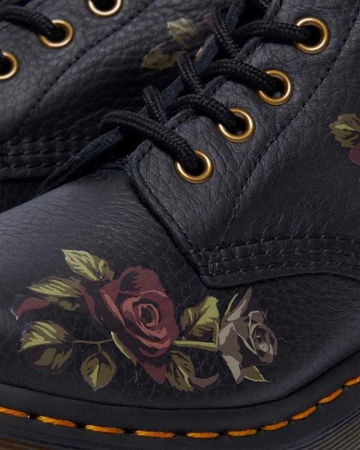 Dr. Martens Black 1460 Decayed Roses Leather Boots
