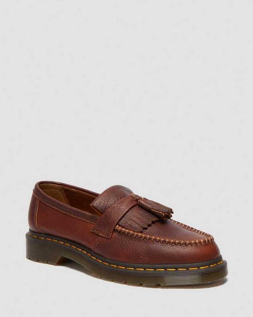 Dr. Martens Brown Adrian Ambassador Soft Leather Tassel Loafers for men