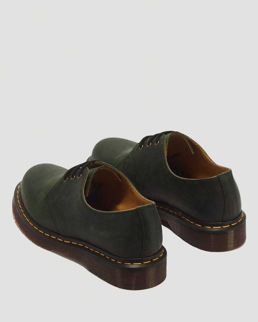 Dr. Martens Green 1461 3 Eye Crazy Horse Leather Lace Up Shoes for men