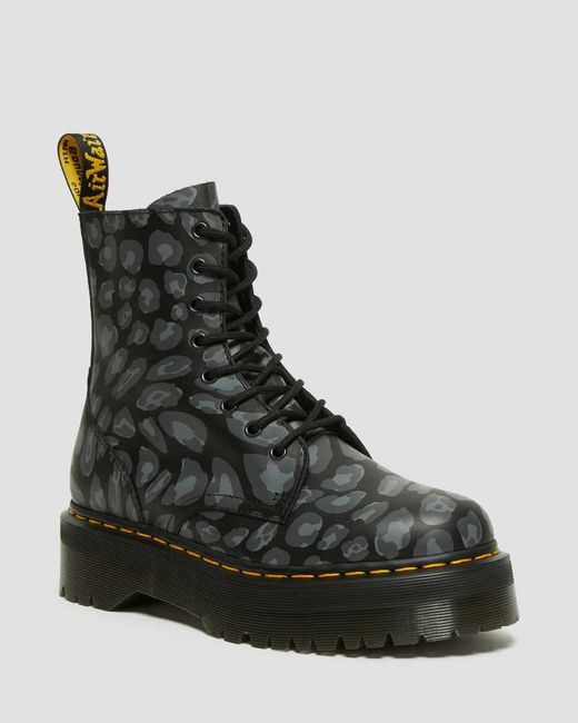 Dr. Martens Jadon Leopard Print Platform Boots in Black for Men Lyst UK
