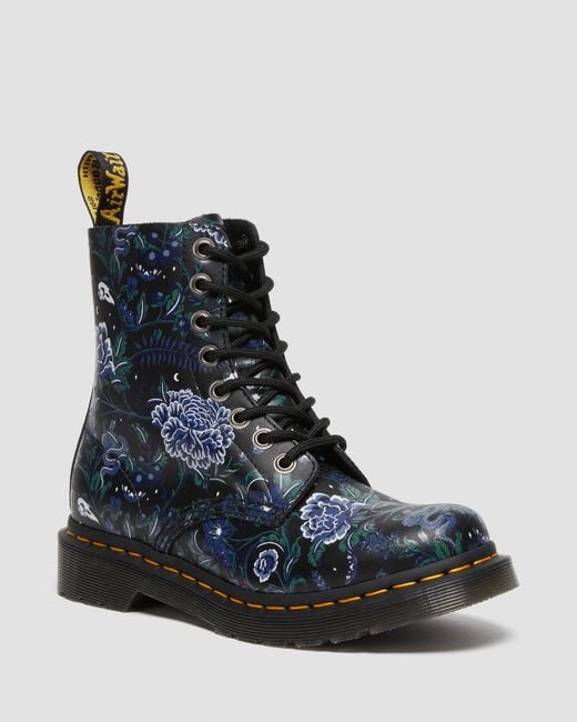 Revers cuir boots 1460 pascal mystic floral à lacets Dr. Martens en coloris Blue