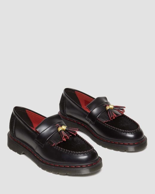 Dr. Martens Black Adrian Year Of The Dragon Hair-on Tassel Loafers