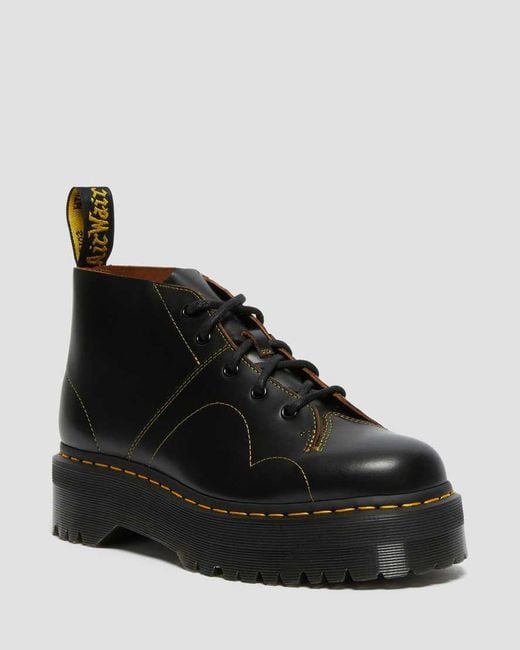 Dr. Martens Black Church Quad Leather Platform Boots