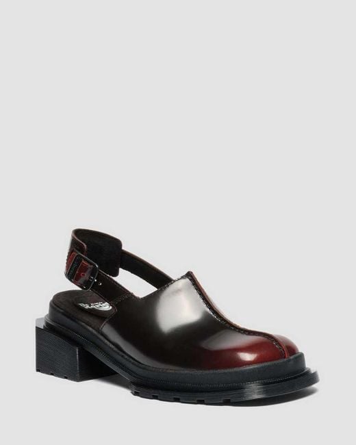 Dr. Martens Black Maybole Square Toe Rub Off Leather Mules