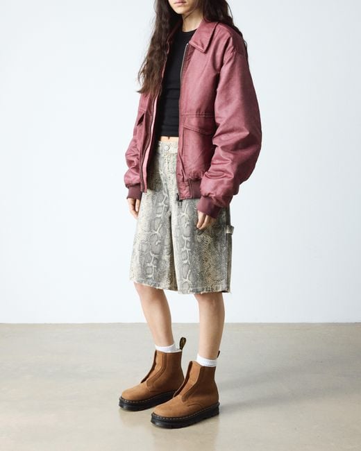 Dr. Martens Brown Zebzag Laceless Warm Lined Slip On Nubuck Boots