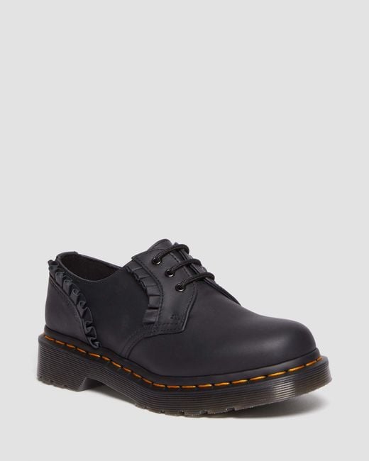 Dr. Martens Black 1461 Frill Nappa Leather Oxford Shoes