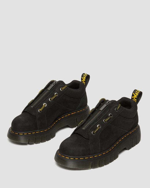 Dr. Martens Black Woodard Tumbled Nubuck Leather Zip Shoes for men
