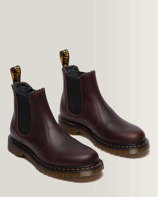 Dr. Martens Black 2976 Faux Fur Lined Grizzly Leather Chelsea Boots for men