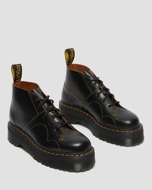 Dr. Martens Black Church Quad Leather Platform Boots