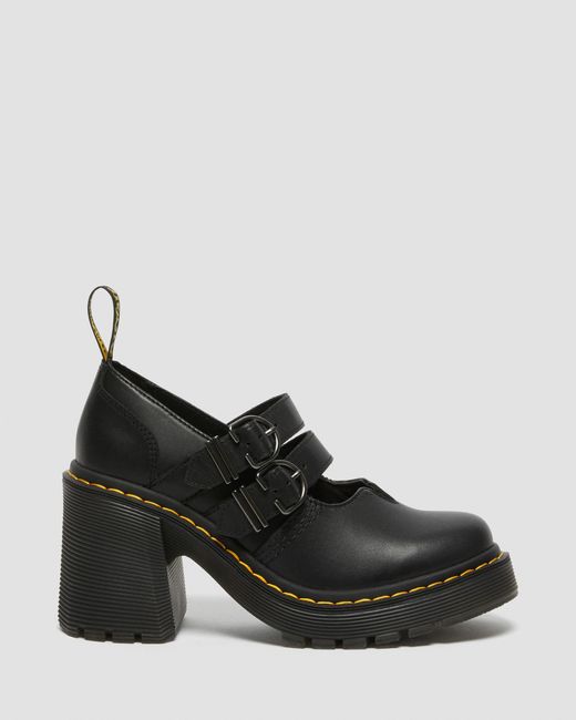 Dr. Martens Black Eviee Sendal Leather Heeled Shoes