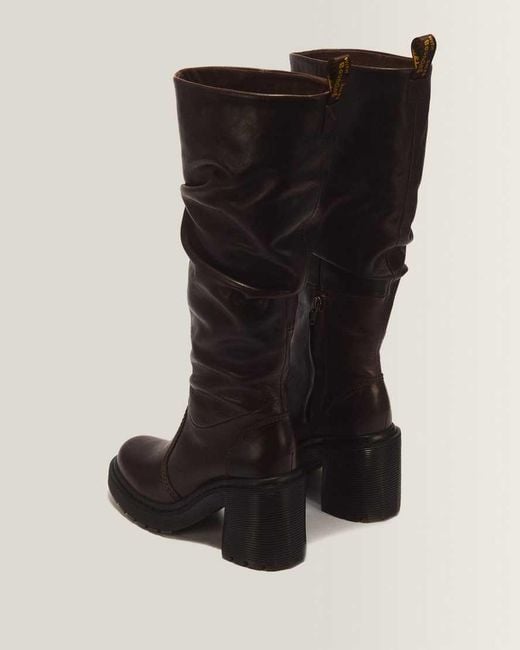 Dr. Martens Black Kasey Kinsley Leather Knee High Heeled Boots