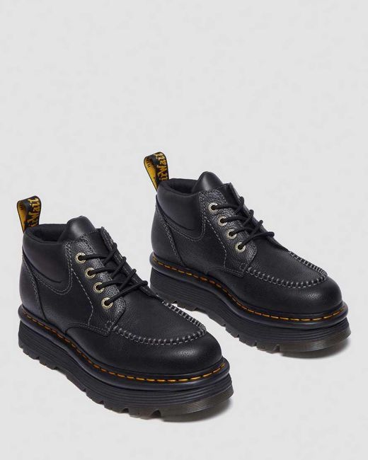Dr. Martens Black Zebzag Leather Casual 4-Eye Lace-Up Boots for men