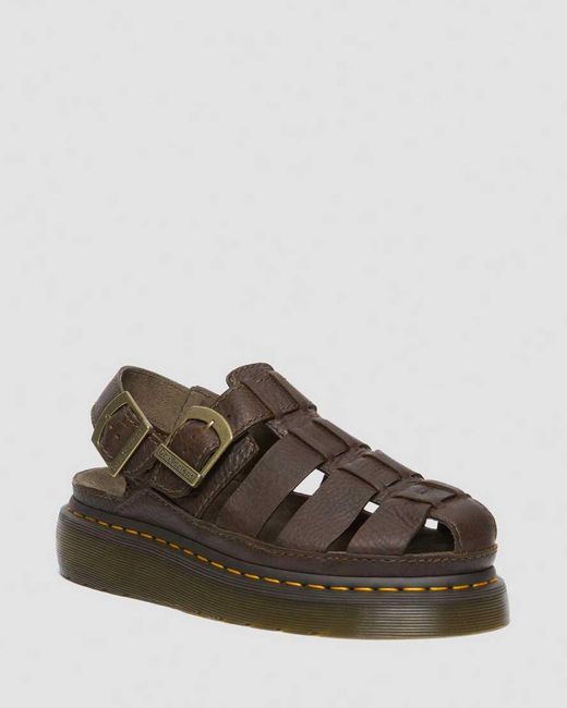 Dr. Martens Wrenlie Leather Fisherman Sandals in Brown for  display picture 1