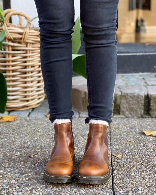fur lined dr martens brown