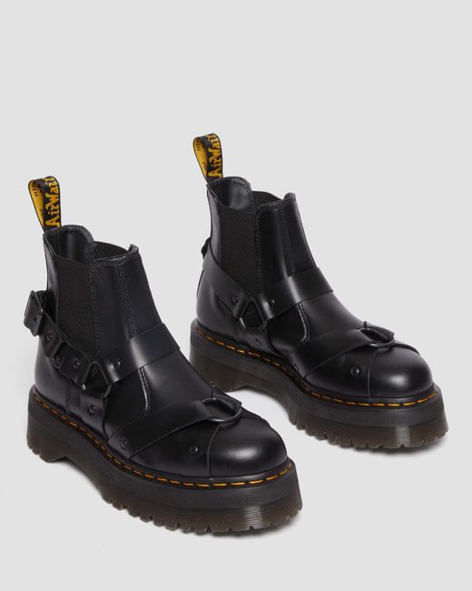 Dr. Martens Black 2976 Harness Leather Platform Chelsea Boots for men