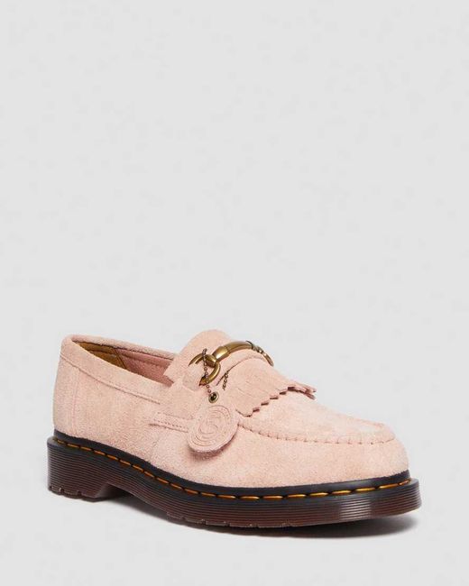 Dr. Martens Pink Adrian Snaffle Desert Oasis Suede Loafers for men
