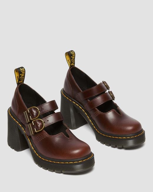 Dr. Martens Brown Eviee Leather Mary Jane Heeled Shoes for men