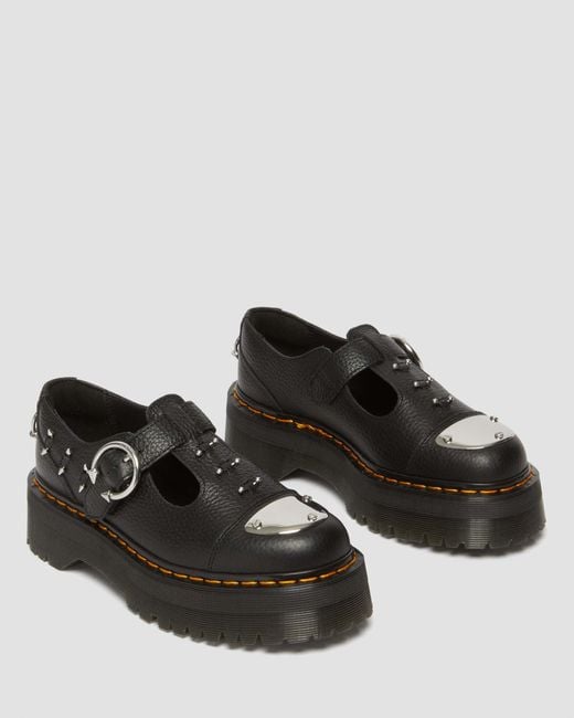 Nappa cuero merceditas con plataforma bethan piercing de piel zapatos Dr. Martens de color Black