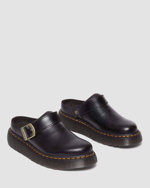 Dr. Martens Black Laketen Leather Platform Mules Shoes for men