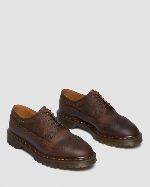 Dr. Martens Brown 3989 Brogues Crazy Horse Leather Shoes for men