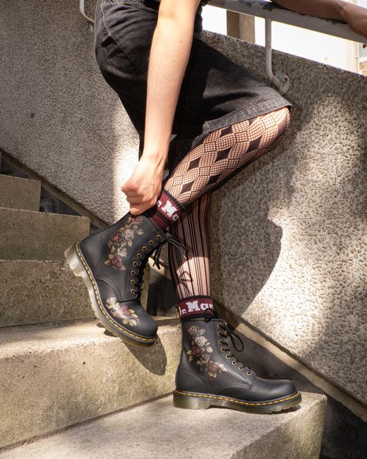 Dr. Martens 1460 Decayed Roses Leather Boots in Black Lyst UK