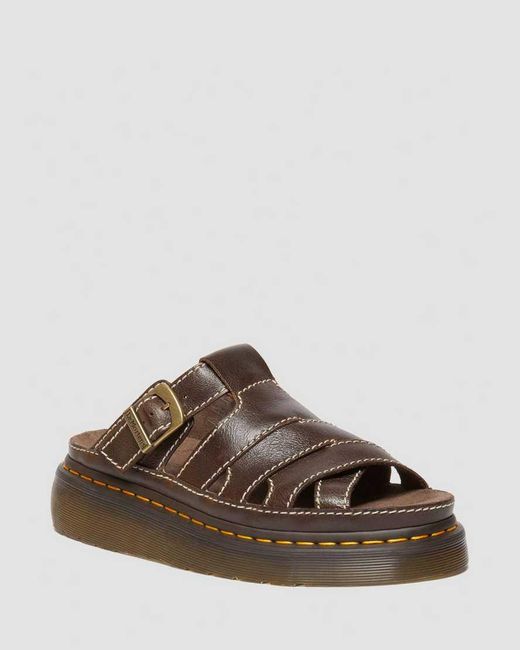 Dr. Martens Brown Maxxy Slide Ar Rogue Leather Sandals