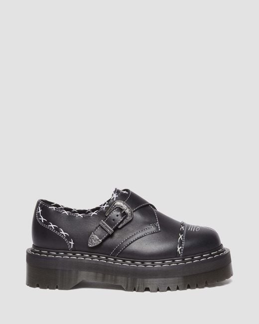 Dr. Martens Monk Gothic Americana Leather Platform Shoes in Black